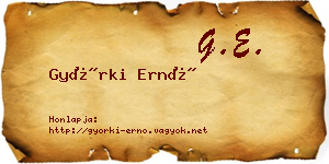 Györki Ernő névjegykártya